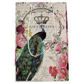 孔雀と春の花 ミディアムペーパーバッグ (正面)