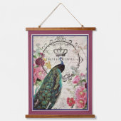 孔雀と春の花 吊り下げ型タペストリー (正面)