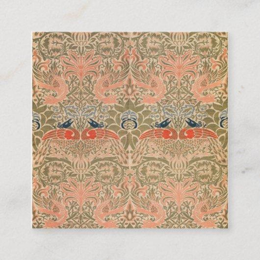 孔雀と竜（1878年）ウィリアム・モリス スクエア名刺 (正面)