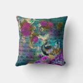 孔雀と紫の花 クッション (裏面)