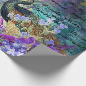 孔雀と紫の花 ラッピングペーパー (角)