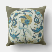 孔雀と絵を描かれたIznikの皿はflの中でとまりました クッション (裏面)