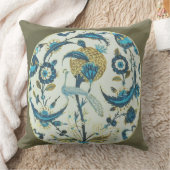 孔雀と絵を描かれたIznikの皿はflの中でとまりました クッション (ブランケット)