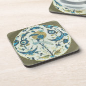 孔雀と絵を描かれたIznikの皿はflの中でとまりました コースター (左側)