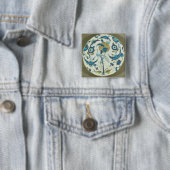 孔雀と絵を描かれたIznikの皿はflの中でとまりました 缶バッジ (インサイチュ)