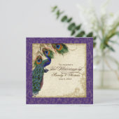 孔雀と羽のウェディングフォーマルは紫を招待 招待状 (スタンド正面)