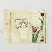 孔雀と羽のウェディングフォーマルRSVP応答 インビテーションポストカード (正面/裏面)