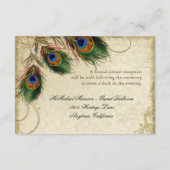 孔雀と羽のフォーマルな招待状 パープル エンクロージャーカード (裏面)