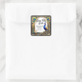 孔雀と羽アールヌーボーは日付を保存 スクエアシール (バッグ)