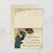 孔雀と羽フォーマルDIY折り畳みテントカード 招待状 (正面/裏面)