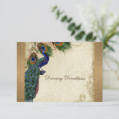 孔雀と羽ヴィンテージ金ゴールドルックダマススワール エンクロージャーカード (スタンド正面)