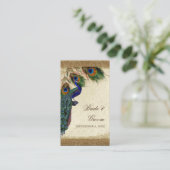 孔雀と羽ヴィンテージ金ゴールドルックダマススワール プレイスカード (スタンド正面)