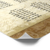 孔雀と羽ヴィンテージ金ゴールドルックダマススワール ポスター (角)