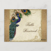 孔雀と羽ヴィンテージ金ゴールドルックダマススワール ポストカード (裏面)