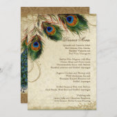 孔雀と羽ヴィンテージ金ゴールドルックダマススワール メニュー (正面/裏面)