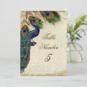 孔雀と羽根のフォーマルな結婚式 テーブルナンバー５ 招待状 (スタンド正面)