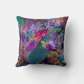 孔雀と花が紫 クッション (裏面)