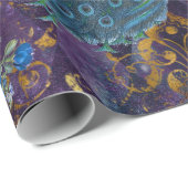 孔雀と花が紫 ラッピングペーパー (ロールコーナー)