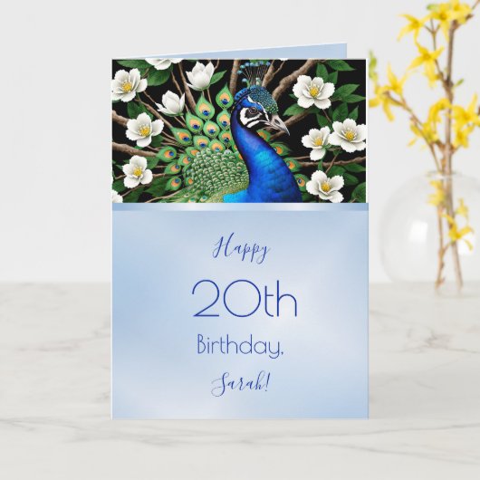 孔雀と花 カード (黄色い花)