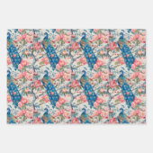 孔雀と花 ラッピングペーパーシート (正面)