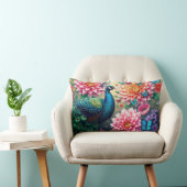 孔雀と花 ランバークッション (椅子)