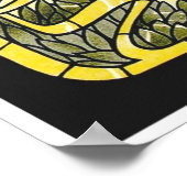 孔雀と蝶のポスター付きステンドグラス ポスター (角)