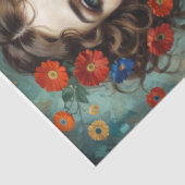 孔雀と赤い花を持つアールヌーボーの人 薄葉紙 (詳細)