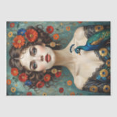 孔雀と赤い花を持つアールヌーボーの人 薄葉紙 (正面)