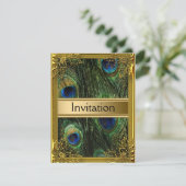 孔雀と金ゴールド招待状任意のパーティー 招待状 (スタンド正面)