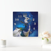 孔雀と青空 スクエア壁時計 (ホーム)