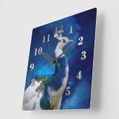 孔雀と青空 スクエア壁時計 (傾斜)