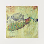 孔雀と骨壷 タペストリー (正面(横))