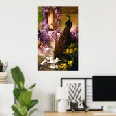 孔雀と鳩が庭に ポスター (ホームオフィス)