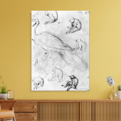 孔雀と6匹のサル キャンバスプリント (インサイチュ (リビング))