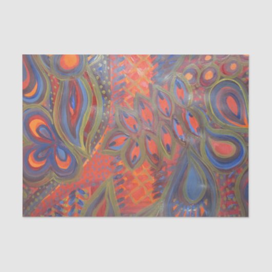 孔雀によってインスパイア抽象的なティッシュペーパー 薄葉紙 (正面)