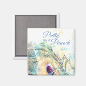 孔雀のかわいらし白い羽のパステルのように マグネット (正面/裏面)