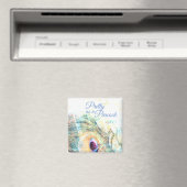 孔雀のかわいらし白い羽のパステルのように マグネット (インサイチュ (食洗機))