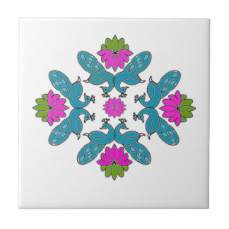 孔雀のはすRangoli タイル
