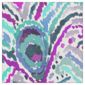 孔雀のイカットの水彩画パターン ファブリック (クローズアップ)