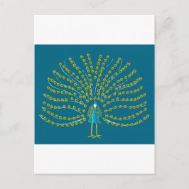 孔雀のイラストレーションを含む郵便はがき ポストカード