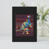 孔雀のクリスマスイルミネーションがついたダサいセーターを愛する人 サンキューカード (スタンド正面)