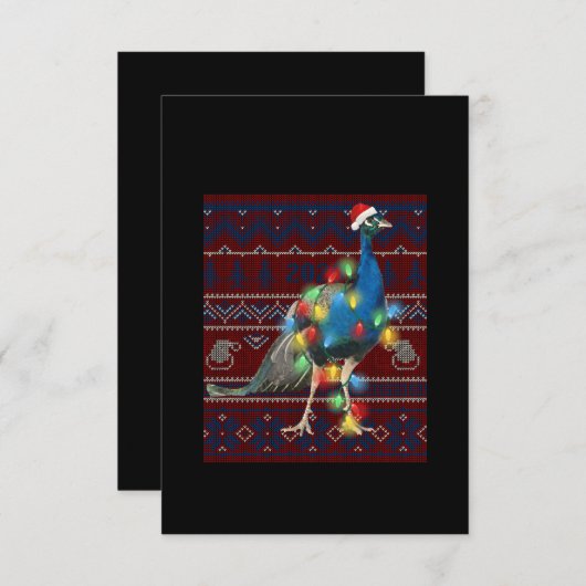 孔雀のクリスマスイルミネーションがついたダサいセーターを愛する人 サンキューカード (正面/裏面)