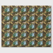 孔雀のクリスマス ラッピングペーパー (フラット)