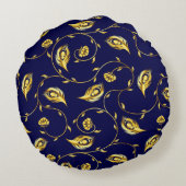 孔雀のサリーパターン ラウンドクッション (裏面)