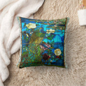 孔雀のステンドグラス窓 クッション (ブランケット)