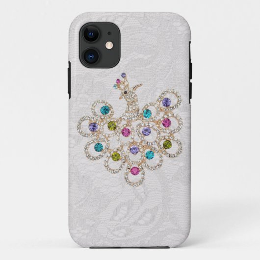 孔雀のダイヤモンド及び宝石のペイズリーのレースのiPhone 5 Case-Mate iPhoneケース (裏面)