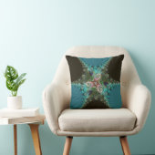 孔雀のティール(緑がかった色)+緑のフラクタルのねじれのクッション クッション (椅子)