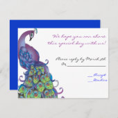 孔雀のテーマの結婚式の応答カード招待の青 出欠カード (正面/裏面)