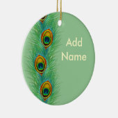 孔雀のデザインのパーソナライズなギフト セラミックオーナメント (右)