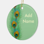 孔雀のデザインのパーソナライズなギフト セラミックオーナメント (左)